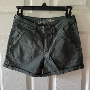 Universal Thread Shorts Women 0 Cuffed 4" Inseam High Rise Midi Green Denim